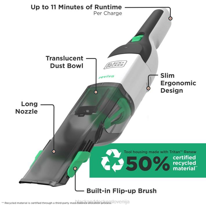 BLACK+DECKER brezžični ročni sesalnik reviva 8v max s polnilnim filtrom in krtačnim orodjem za reže 8B2Z10 čiščenje