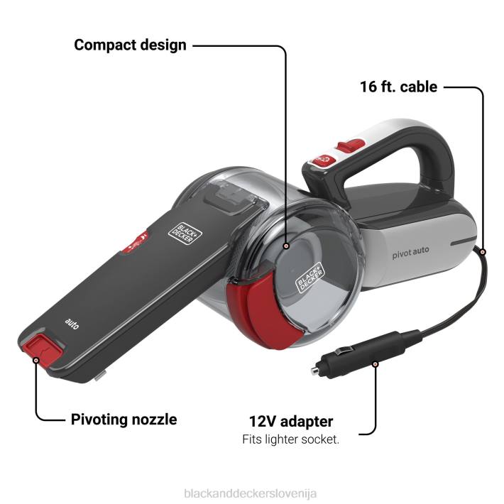 BLACK+DECKER pivot vac 12v max dc avtomobilski ročni vakuumski črn 8B2Z47 čiščenje