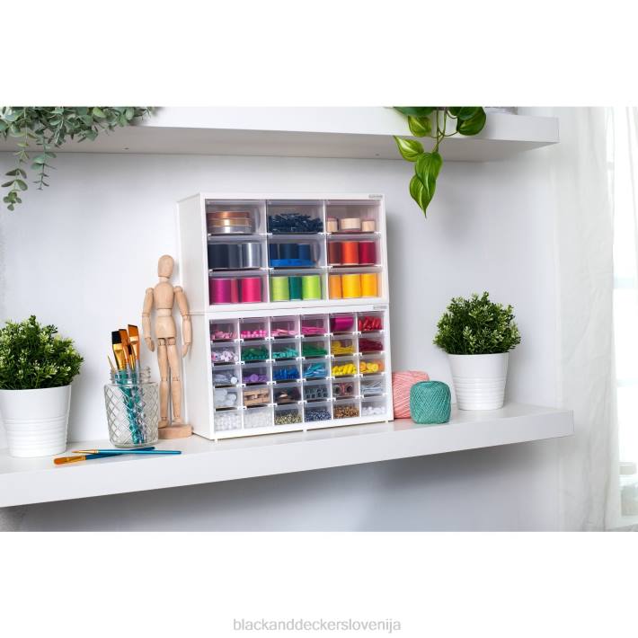 BLACK+DECKER organizator za shranjevanje majhen s 30 predali modularni sistem za shranjevanje, ki ga je enostavno zložiti 8B2Z124 dom in življenjski slog