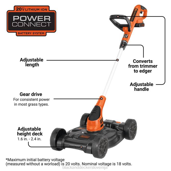 BLACK+DECKER 20v max litijeva 12-palčna kompaktna kosilnica 3-v-1 8B2Z414 na prostem