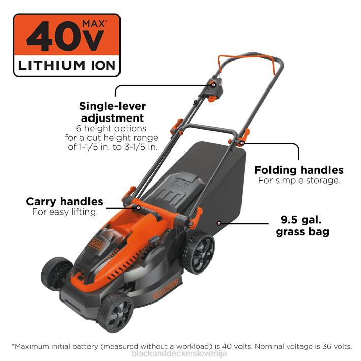 BLACK+DECKER 40v max akumulatorska kosilnica z baterijo in polnilcem priložena 8B2Z419 na prostem