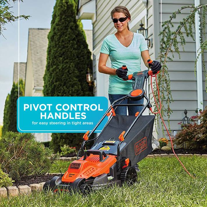 BLACK+DECKER električna vrtna kosilnica 10-amp 15-palčna na kabel 8B2Z427 na prostem