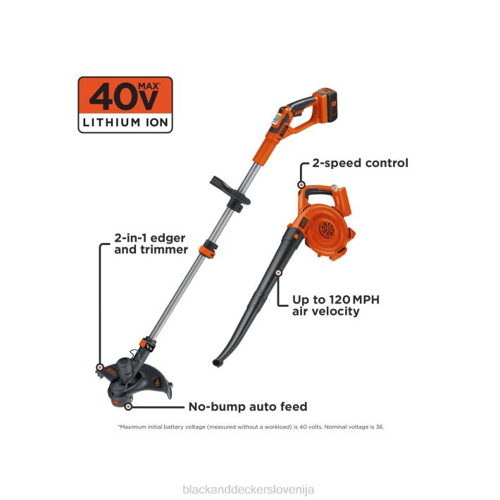 BLACK+DECKER Kombinacija obrezovalnika/obrezovalnika robov in pometala z največjo napetostjo 40 V 8B2Z440 na prostem