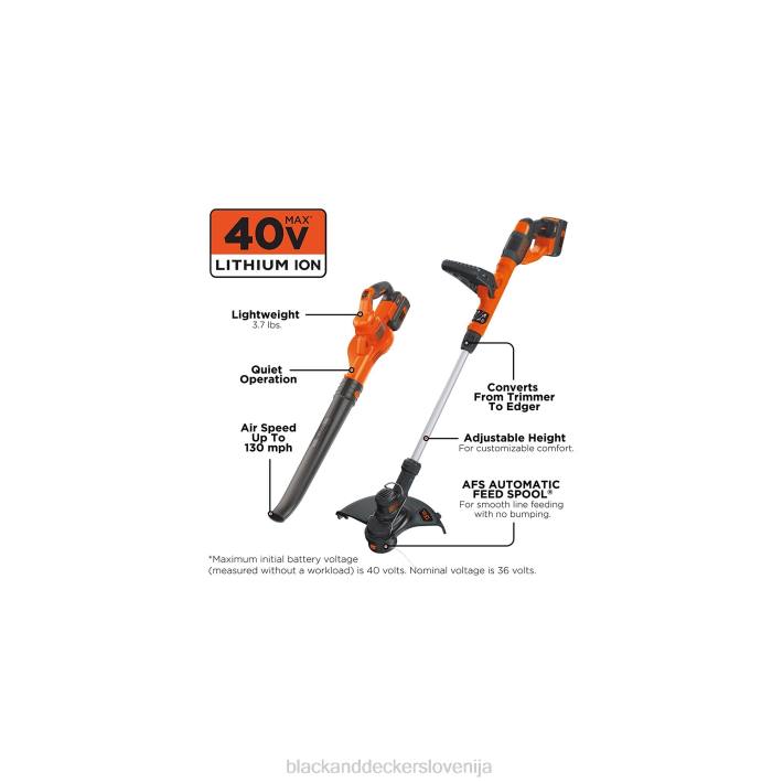 BLACK+DECKER Kombinirani komplet za prirezovanje/pometanje z litijevimi vrvicami največ 40 V 8B2Z441 na prostem