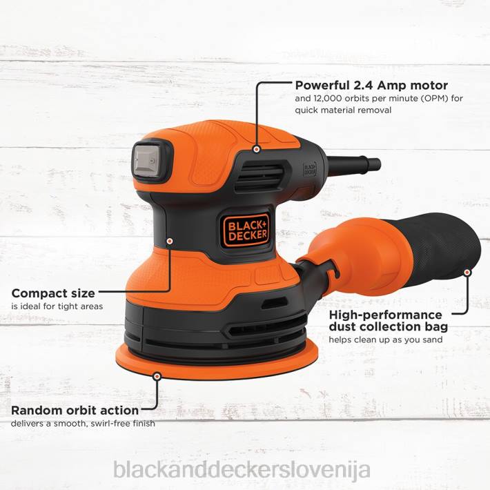 BLACK+DECKER ekscentrični brusilnik 5-palčni 2,4-amp 8B2Z618 orodja
