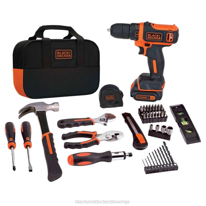 BLACK+DECKER 12v max vrtalnik in komplet orodij za dom 60-delni 8B2Z554 orodja