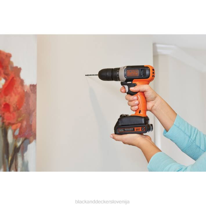 BLACK+DECKER 20 V max brezžično 3/8 v kompletu vijačnika (1) litij-ionska baterija s polnilnikom 8B2Z520 orodja