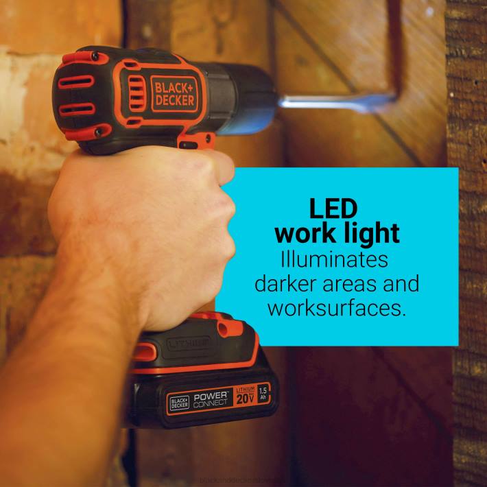 BLACK+DECKER 20 V max powerconnect 3/8 in. akumulatorski vrtalni vijačnik s kompletom za samodejno zaznavanje 8B2Z590 orodja