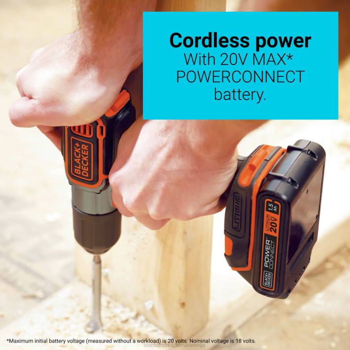 BLACK+DECKER 20 V max powerconnect 3/8 in. akumulatorski vrtalni vijačnik s kompletom za samodejno zaznavanje 8B2Z590 orodja