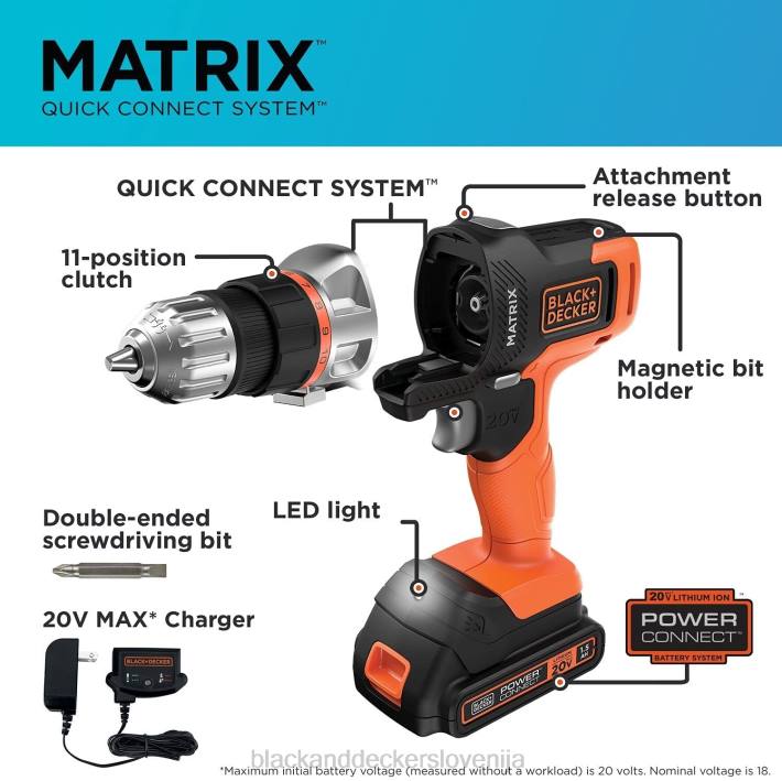 BLACK+DECKER 20v max matrični akumulatorski vrtalni vijačnik 8B2Z534 orodja
