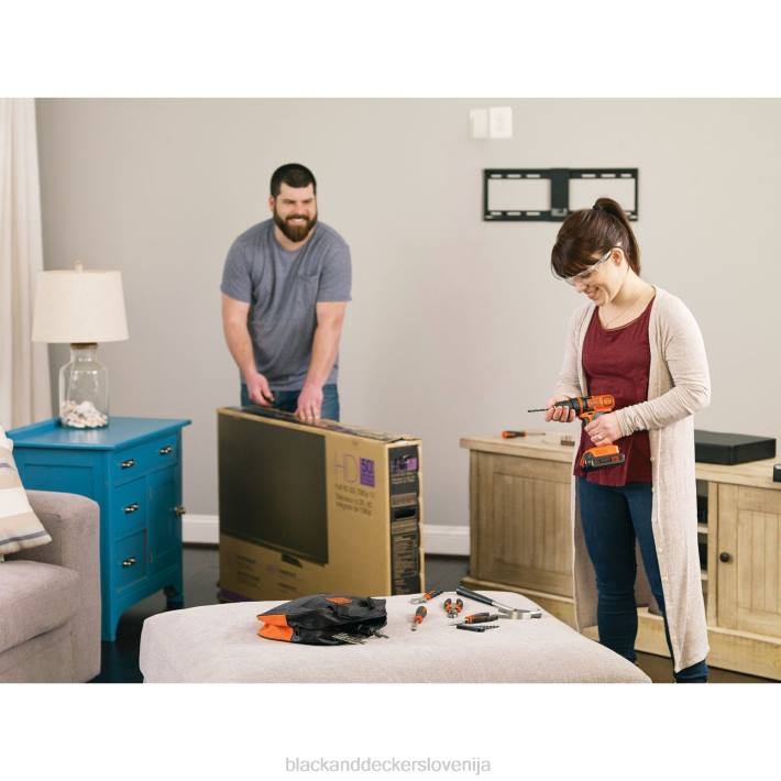 BLACK+DECKER 20v max powerconnect akumulatorski vrtalni vijačnik 44 kos. projektni komplet za dom 8B2Z549 orodja