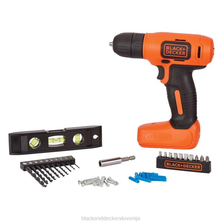 BLACK+DECKER 8v max akumulatorski vrtalnik 43 kos. projektni komplet za dekoracijo doma 8B2Z557 orodja