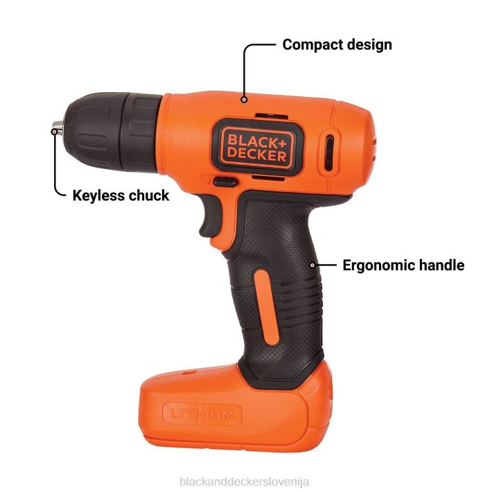 BLACK+DECKER 8v max akumulatorski vrtalnik 43 kos. projektni komplet za dekoracijo doma 8B2Z557 orodja