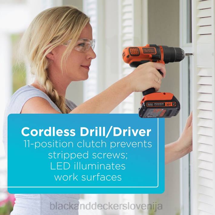 BLACK+DECKER Kombinirani komplet električnih orodij z največ 20 V Komplet brezžičnega električnega orodja s 4 orodji z 2 baterijama in polnilnikom 8B2Z544 orodja