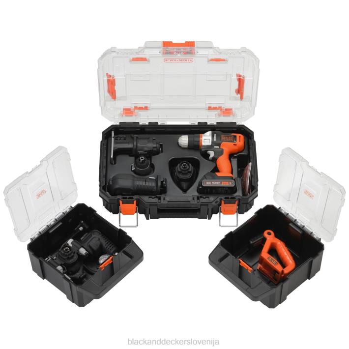 BLACK+DECKER Komplet električnega orodja matrix 20v max vključuje akumulatorski vrtalnik z 8 nastavki in kovček za shranjevanje 8B2Z529 orodja