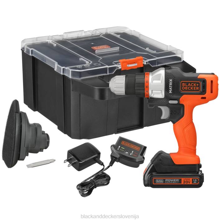 BLACK+DECKER Komplet svedrov matrix 20v max vključuje baterijo in polnilnik za shranjevanje nastavka za brusilnik 8B2Z525 orodja