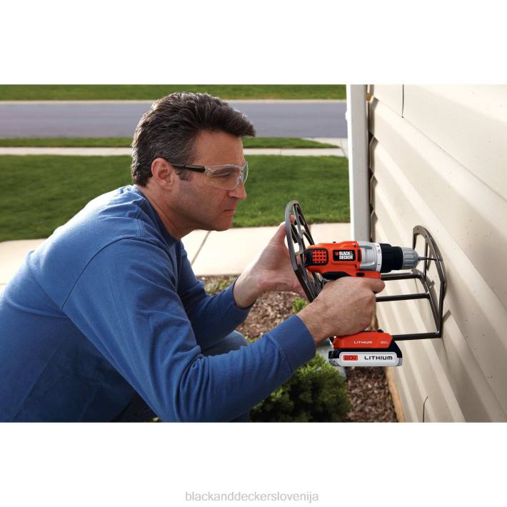 BLACK+DECKER Litijev 2-hitrostni vrtalnik/vijačnik z največjo napetostjo 20 V s hitrim polnilnikom za shranjevanje 8B2Z591 orodja