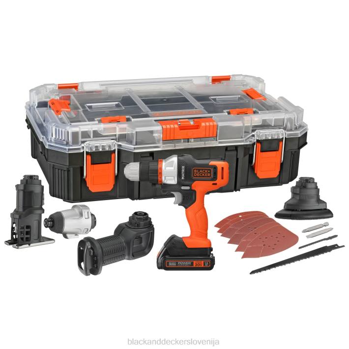 BLACK+DECKER matrix 20v max brezžični kombinirani komplet za 4 orodja s prostorom za shranjevanje 8B2Z526 orodja